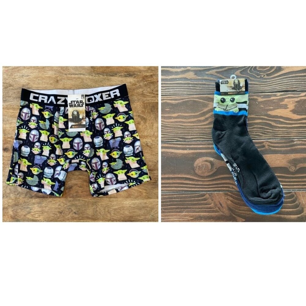 5/$20 NEW 4Pc L Men's The Mandalorian Boxer Briefs & Sock Bundle